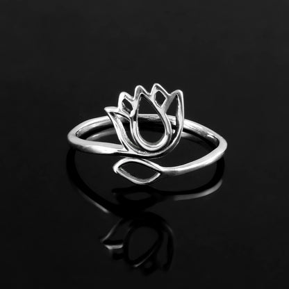 Sterling Silver Blooming Lotus Ring
