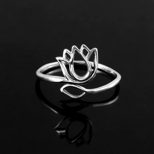 Sterling Silver Blooming Lotus Ring