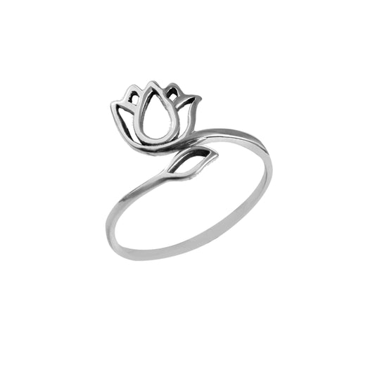 Sterling Silver Blooming Lotus Ring