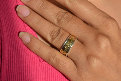 Engraved Gold Band Spinner Ring