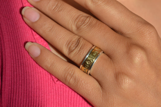 Engraved Gold Band Spinner Ring