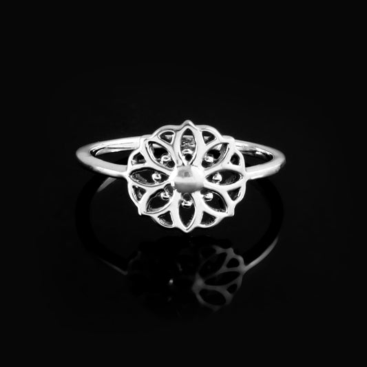 Sterling Silver Mandala Flower Ring