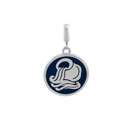 Aquarius Zodiac Charm in Sterling Silver – Double-Sided Enamel Pendant