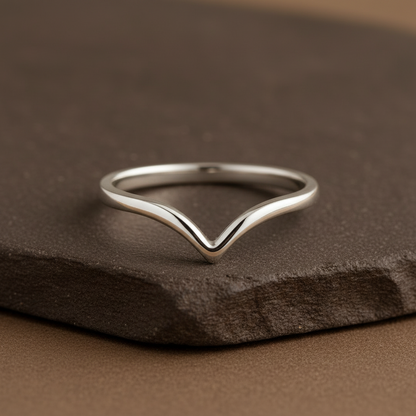 Minimalist V-Shape Sterling Silver Ring