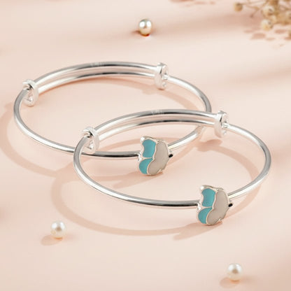 Adjustable 925 Silver Cloud Charm Bracelet with Blue Enamel – Minimal Everyday Bangle - Zirak Silver