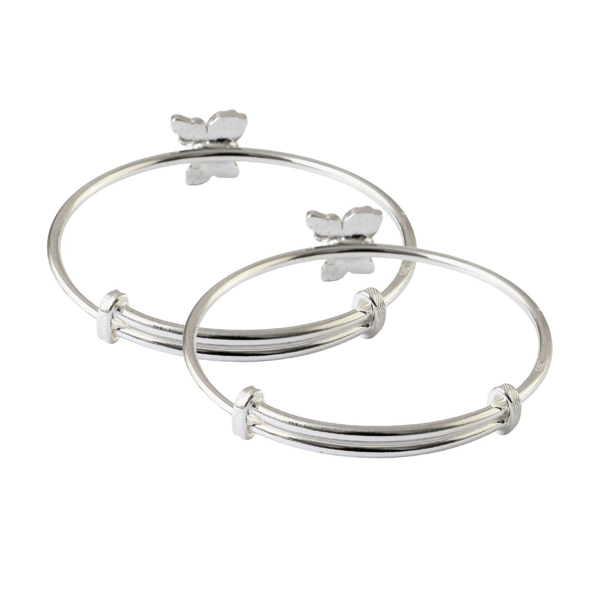Adjustable Silver Kids Bracelet Pair with Colorful Cartoon Charm - Zirak Silver