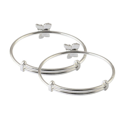 Adjustable Silver Kids Bracelet Pair with Colorful Cartoon Charm - Zirak Silver