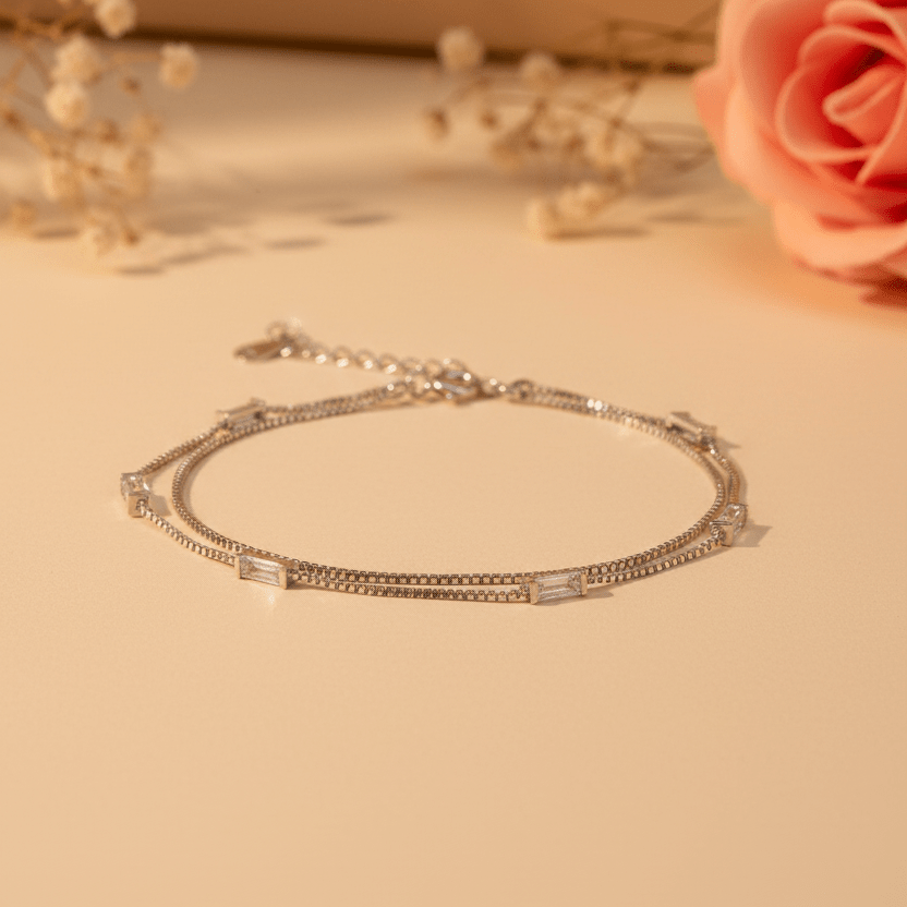 Alia Baguette Layered Bracelet - Zirak Silver