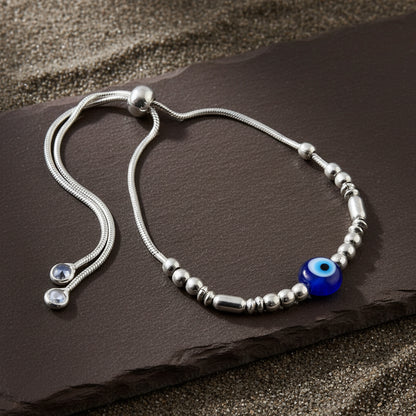 Amaanat Bracelet – 925 Silver Evil Eye Charm Bracelet with Silver Beads - Zirak Silver
