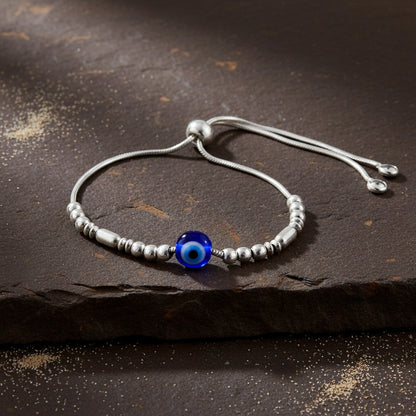 Amaanat Bracelet – 925 Silver Evil Eye Charm Bracelet with Silver Beads - Zirak Silver