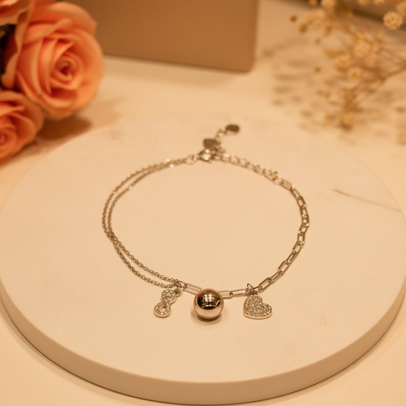 Amara Heart & Infinity Charm Bracelet - Zirak Silver