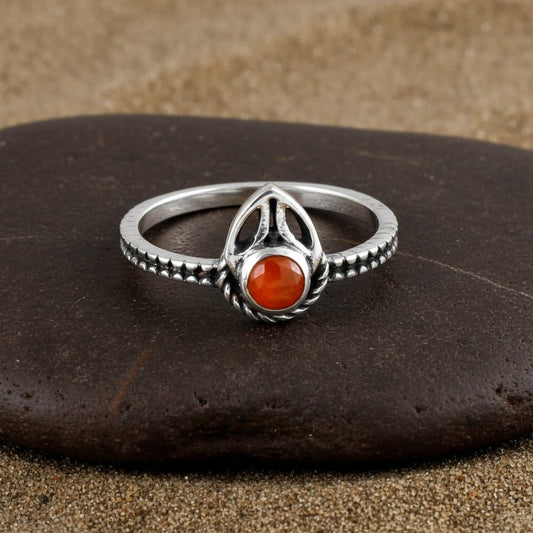 Amber Flame Ring - Zirak Silver