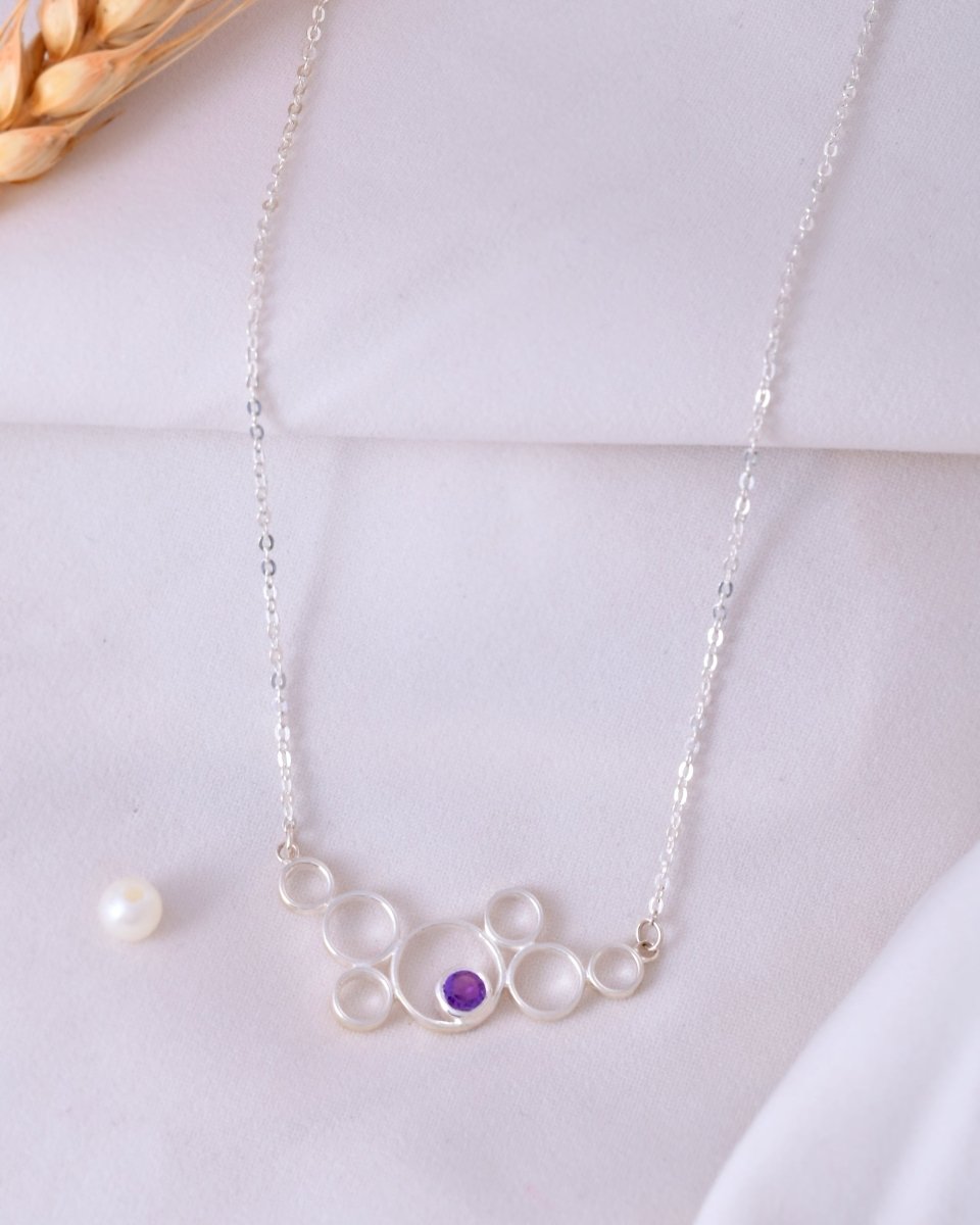 Amethyst Halo Pendant - Zirak Silver