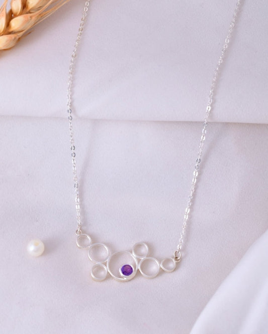 Amethyst Halo Pendant - Zirak Silver