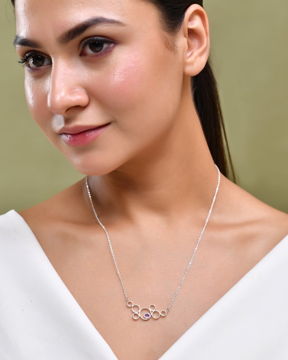 Amethyst Halo Pendant - Zirak Silver