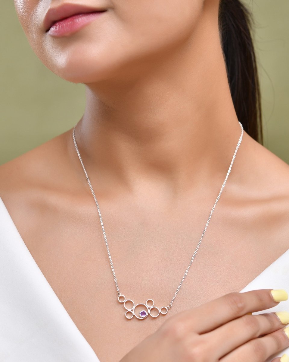 Amethyst Halo Pendant - Zirak Silver