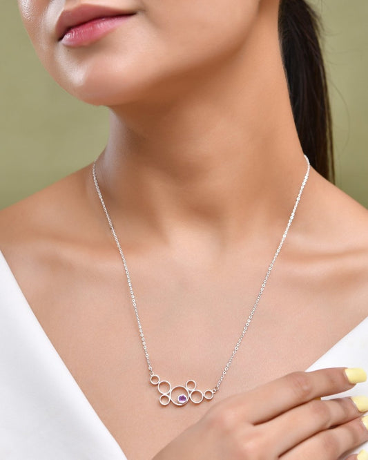 Amethyst Halo Pendant - Zirak Silver
