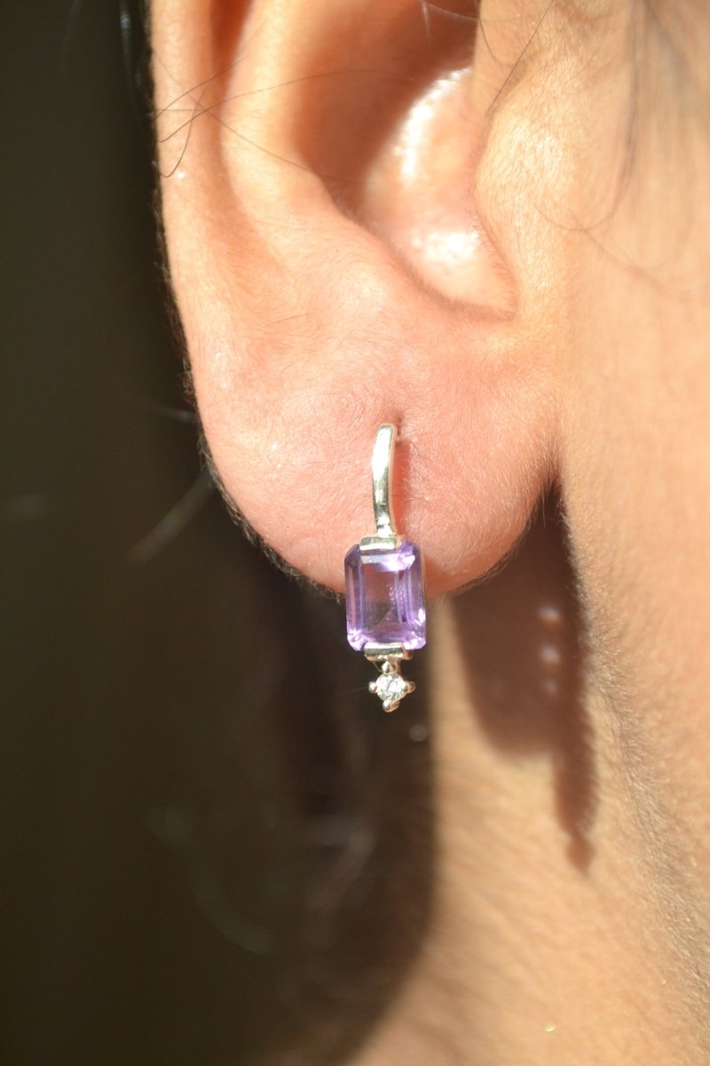 Amethyst Stud Drops - Zirak Silver
