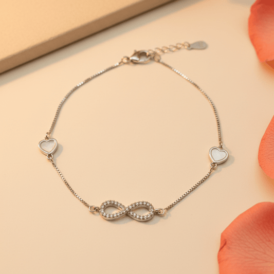 Anant Heart & Infinity Bracelet - Zirak Silver