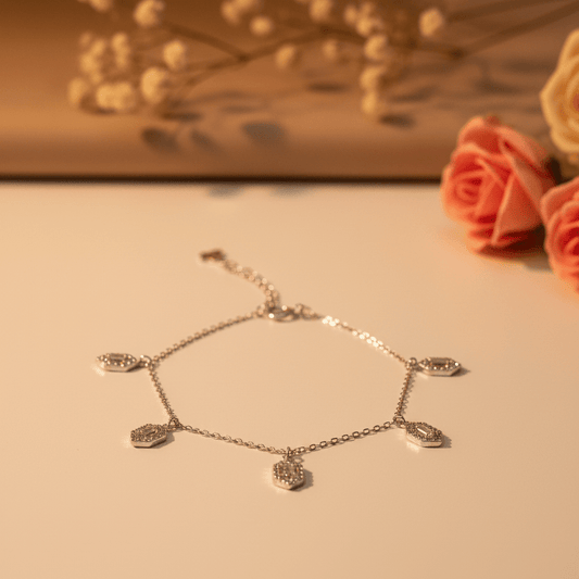 Ananya Geometric Halo Bracelet - Zirak Silver