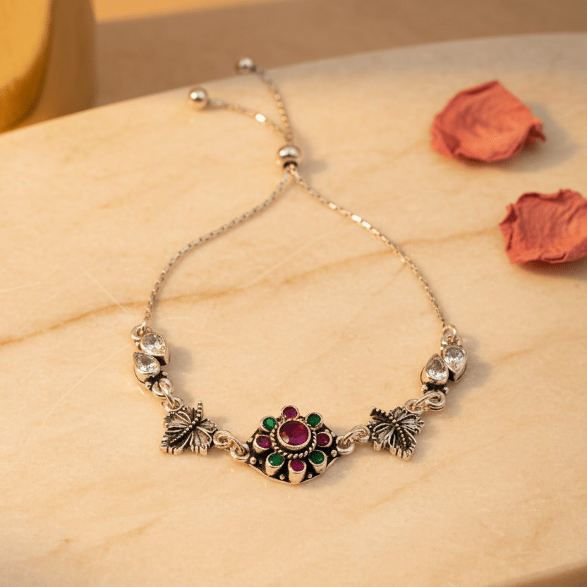 Anaya Botanical Slider Bracelet - Zirak Silver