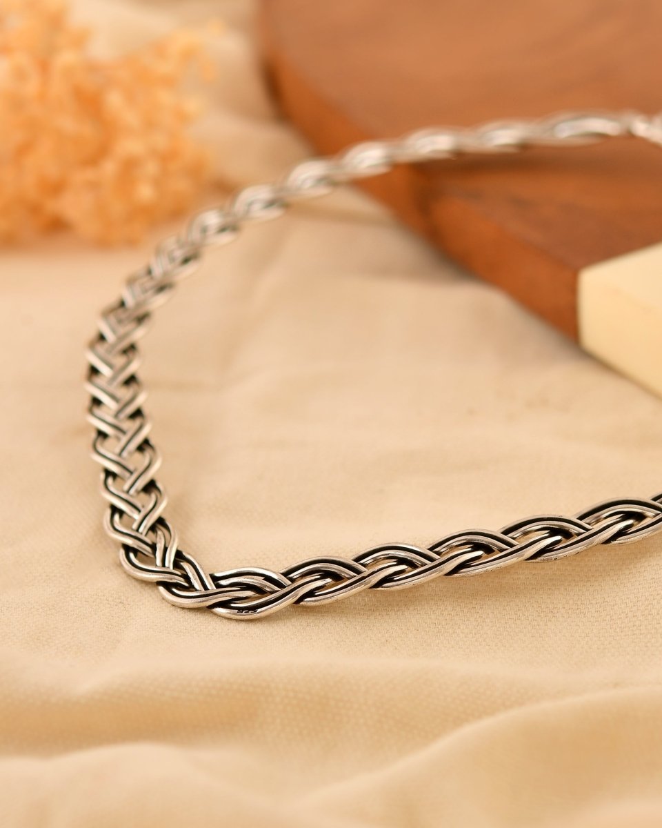Anaya Woven Silver Hasli - Zirak Silver