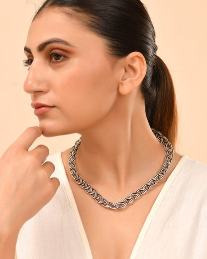 Anaya Woven Silver Hasli - Zirak Silver