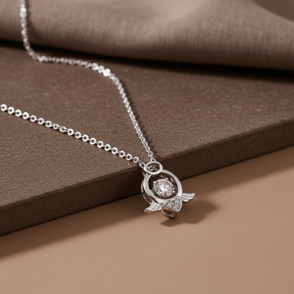 Angel Wing Floating Crystal Silver Necklace - Zirak Silver