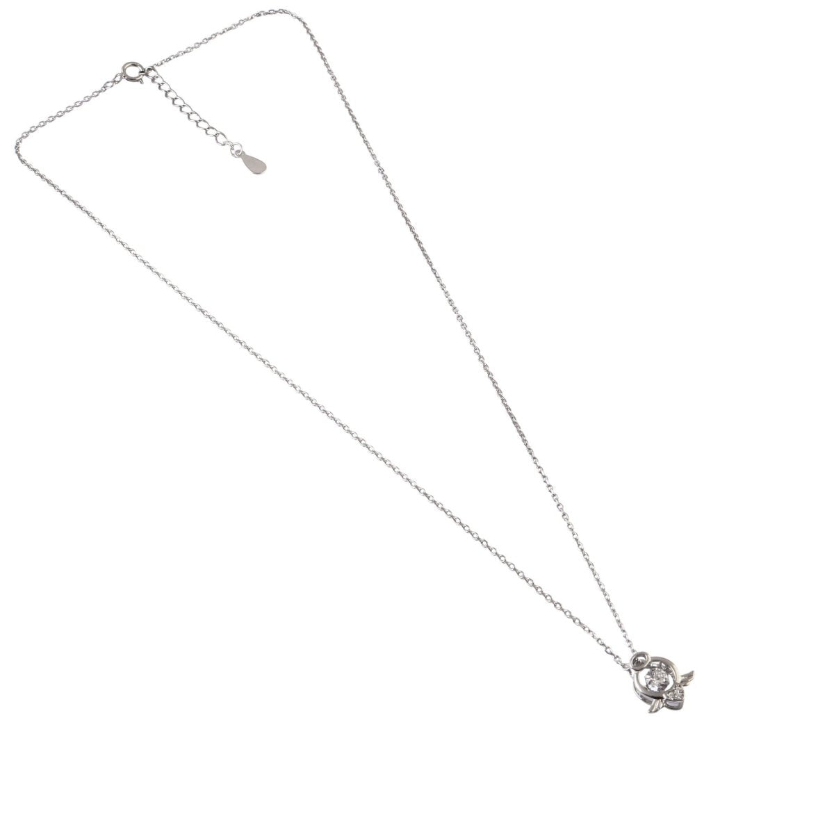 Angel Wing Floating Crystal Silver Necklace - Zirak Silver