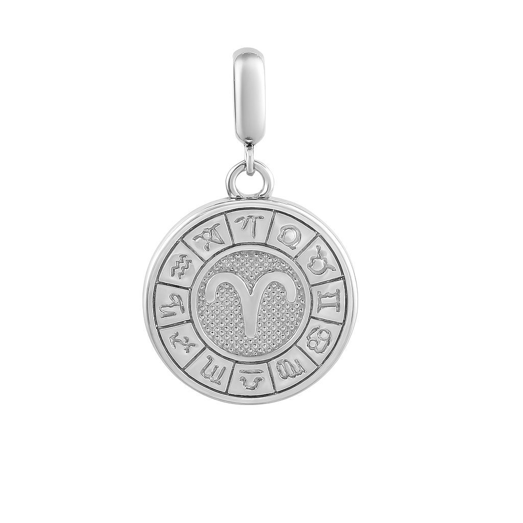 Aries Zodiac Charm in Sterling Silver – Blue Enamel Double - Sided Pendant - Zirak Silver