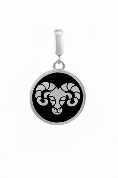 Aries Zodiac Charm in Sterling Silver – Blue Enamel Double - Sided Pendant - Zirak Silver