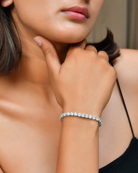 Baaraat Bracelet – 925 Silver Mozambique Stone Set Tennis Bracelet - Zirak Silver