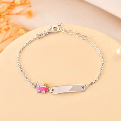 Baby - Pram Sterling - Silver ID Bracelet | Engravable Name Plate & Adjustable Chain - Zirak Silver