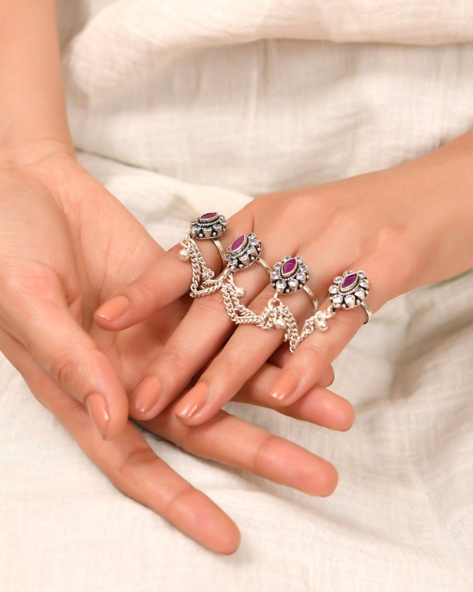 Bhavya Connected Silver Toe Ring/Ring - Zirak Silver