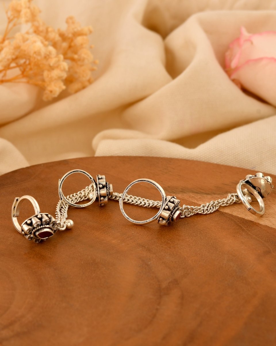 Bhavya Connected Silver Toe Ring/Ring - Zirak Silver