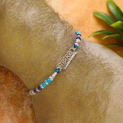 Big Bro Beaded Rakhi for Brother | Blue & Silver Rakhi Bracelet | Rakshabandhan Gift - Zirak Silver