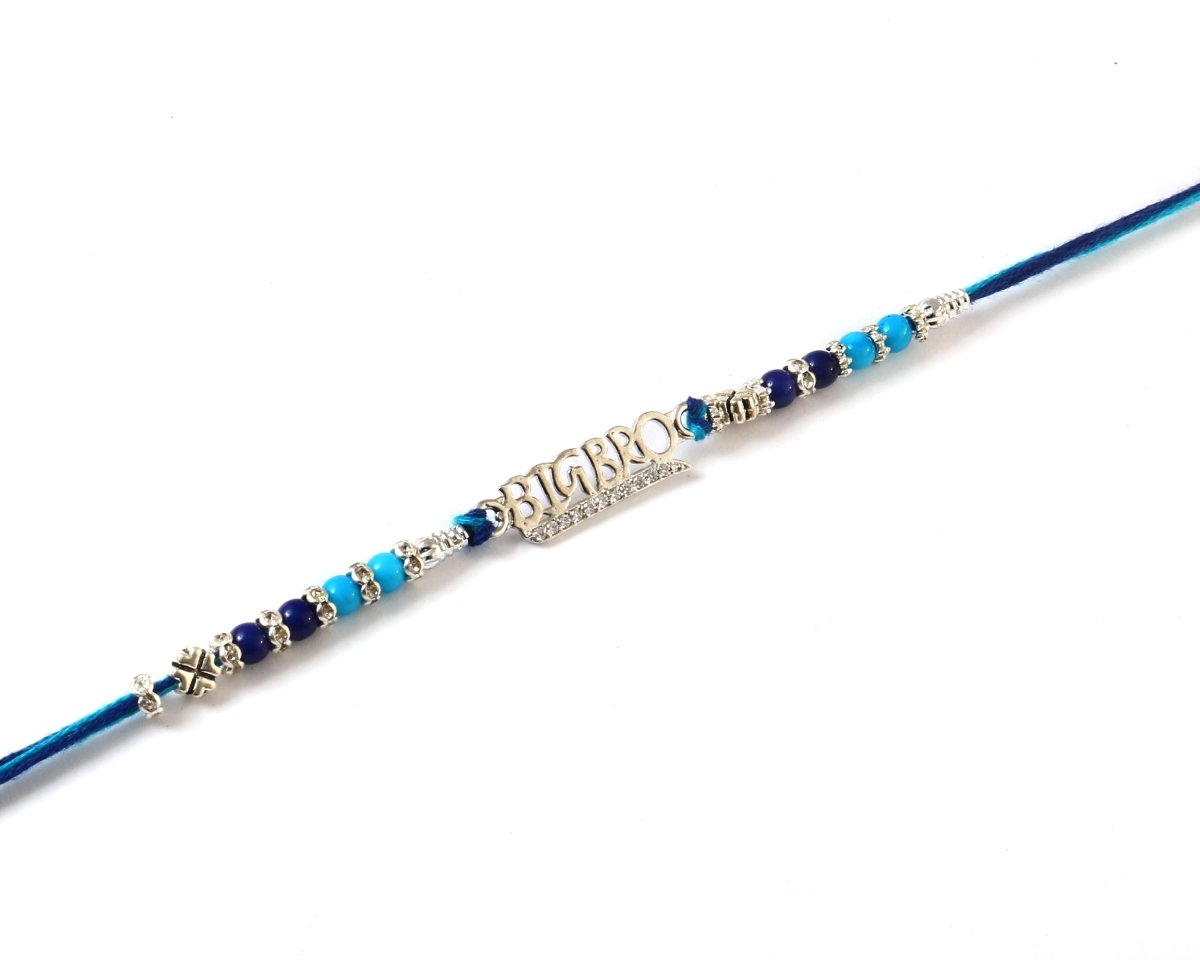 Big Bro Beaded Rakhi for Brother | Blue & Silver Rakhi Bracelet | Rakshabandhan Gift - Zirak Silver