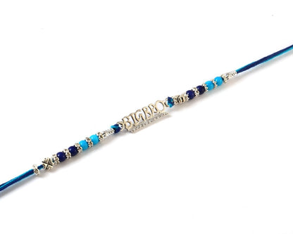 Big Bro Beaded Rakhi for Brother | Blue & Silver Rakhi Bracelet | Rakshabandhan Gift - Zirak Silver
