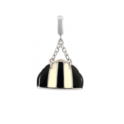 Black & Cream Duffel Bag Charm in 925 Silver - Zirak Silver