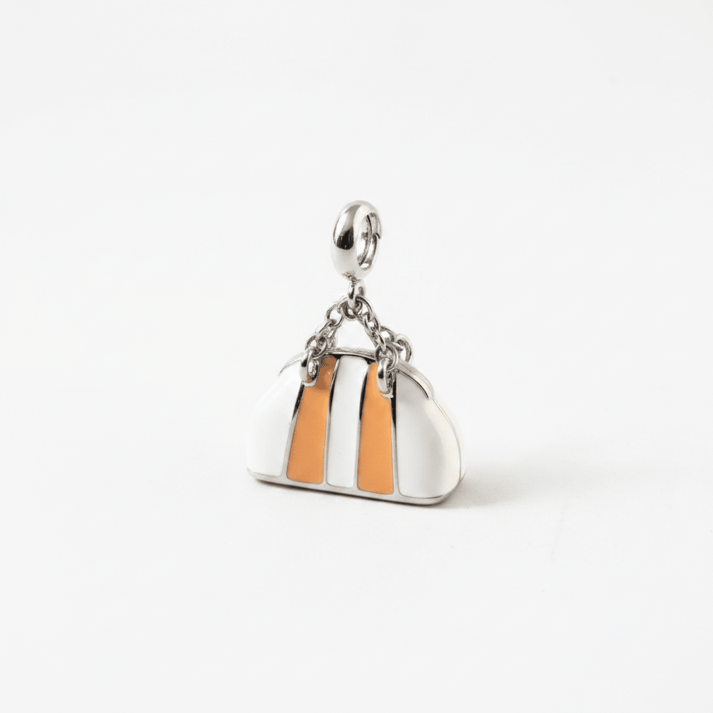 Black & Cream Duffel Bag Charm in 925 Silver - Zirak Silver