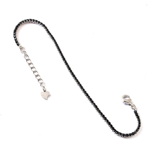 Black Stone Tennis Bracelet – Sterling Silver Adjustable Bracelet for Men & Women - Zirak Silver
