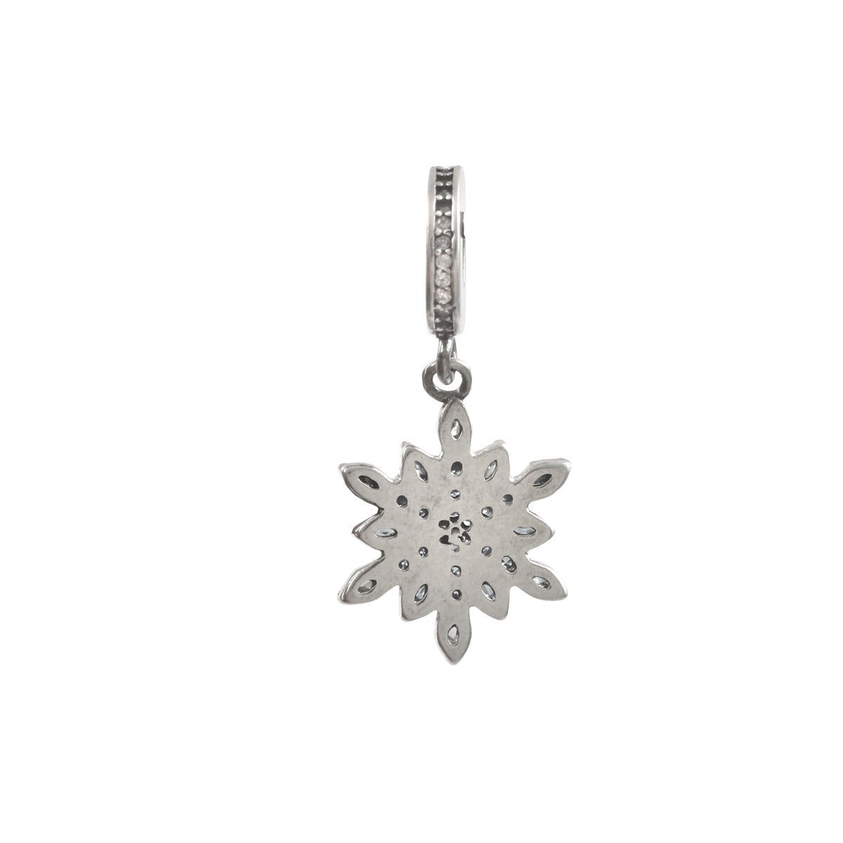 Blue Crystal Snowflake Dangle Charm in 925 Sterling Silver - Zirak Silver
