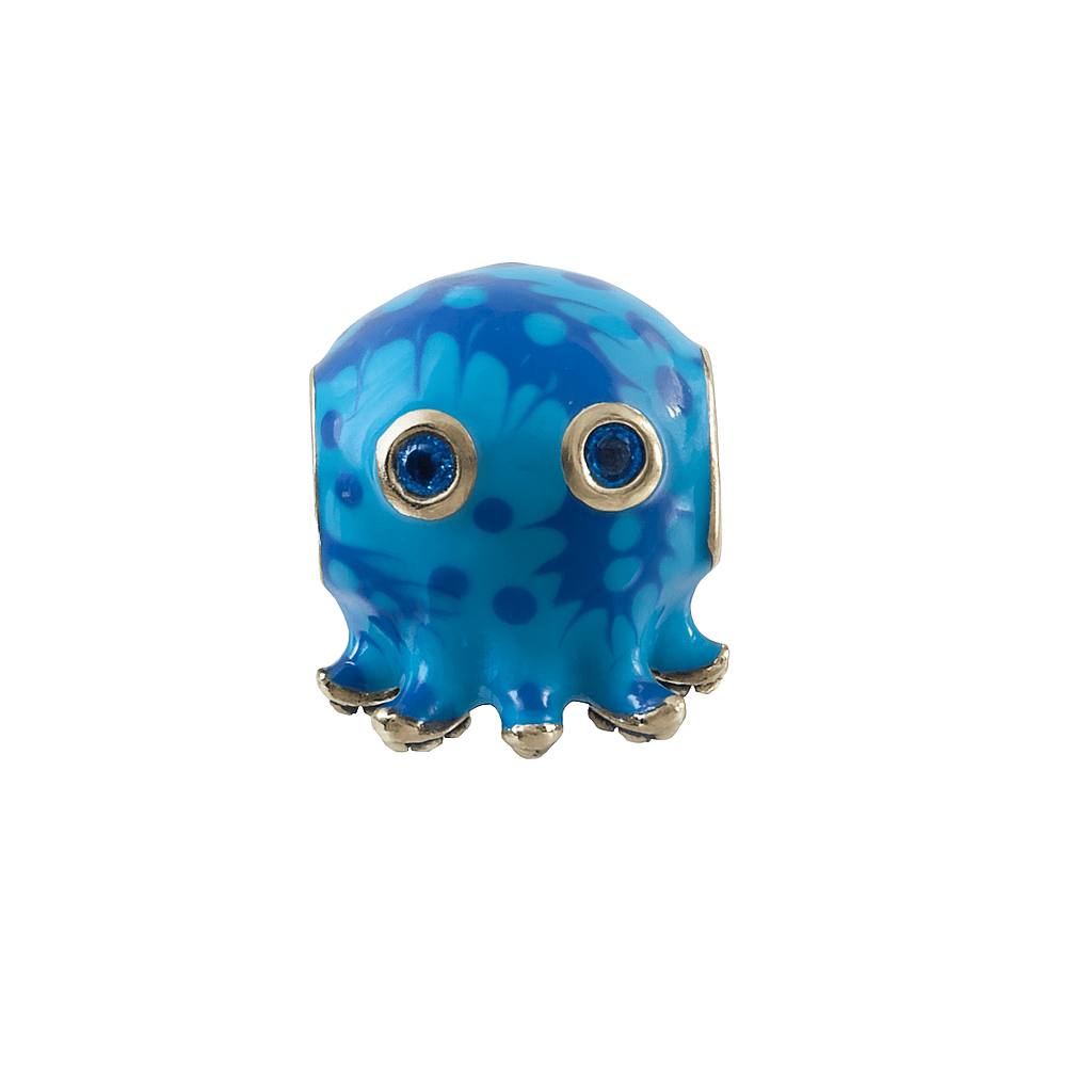 Blue Enamel Octopus Charm Bead – Ocean - Themed Jewelry for Bracelets - Zirak Silver
