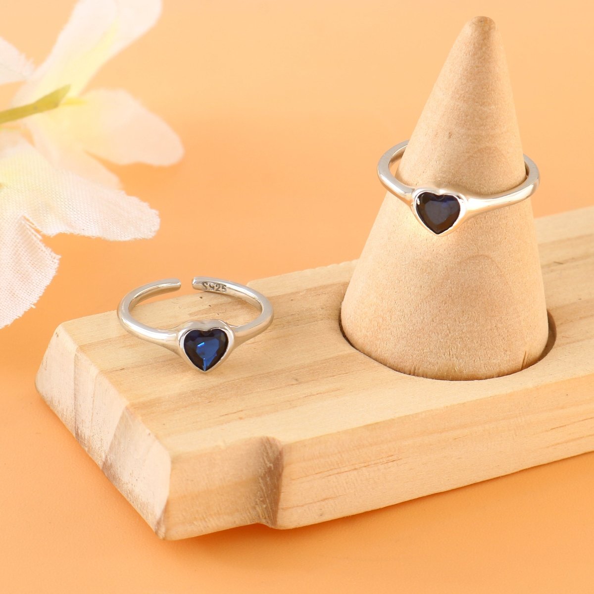 Blue Heart Silver Toe Ring | 925 Sterling Silver Adjustable Toe Ring for Women - Zirak Silver
