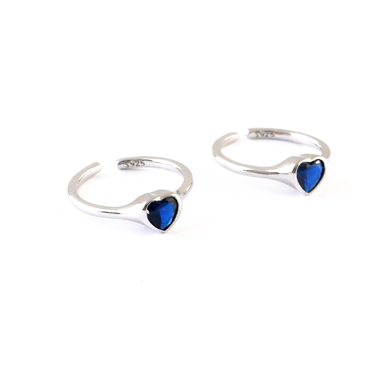 Blue Heart Silver Toe Ring | 925 Sterling Silver Adjustable Toe Ring for Women - Zirak Silver