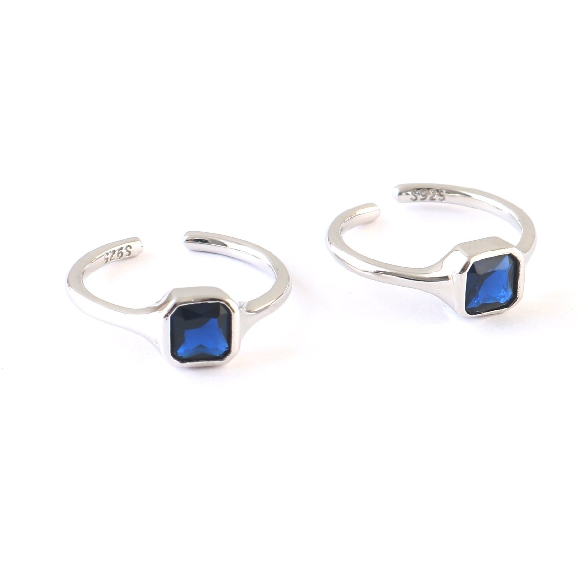 Blue Square Silver Toe Ring | 925 Sterling Silver Adjustable Sapphire Blue Toe Ring for Women - Zirak Silver