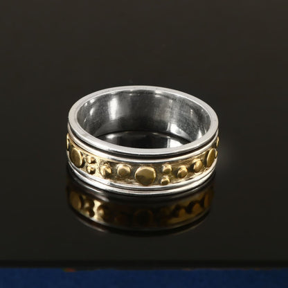 Bold Dotted Brass Spinner Ring - Zirak Silver