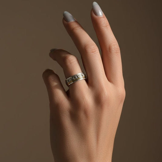 Bold Hammer Band Textured Silver Ring - Zirak Silver