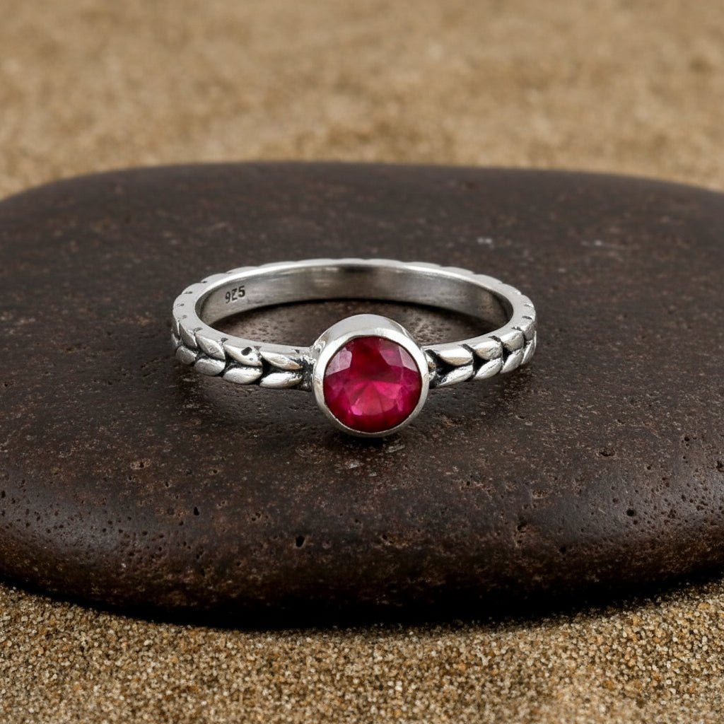 Braided Garnet Ring - Zirak Silver