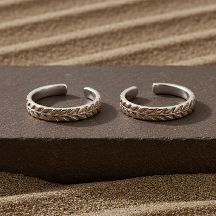 Braided Leaf 925 Silver Toe Ring - Zirak Silver